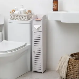 Toilet Paper Holder Stand,Small Bathroom Storage Cabinet for Toilet Paper Storage, Toilet Paper Stand Waterproof for Small Spaces,White