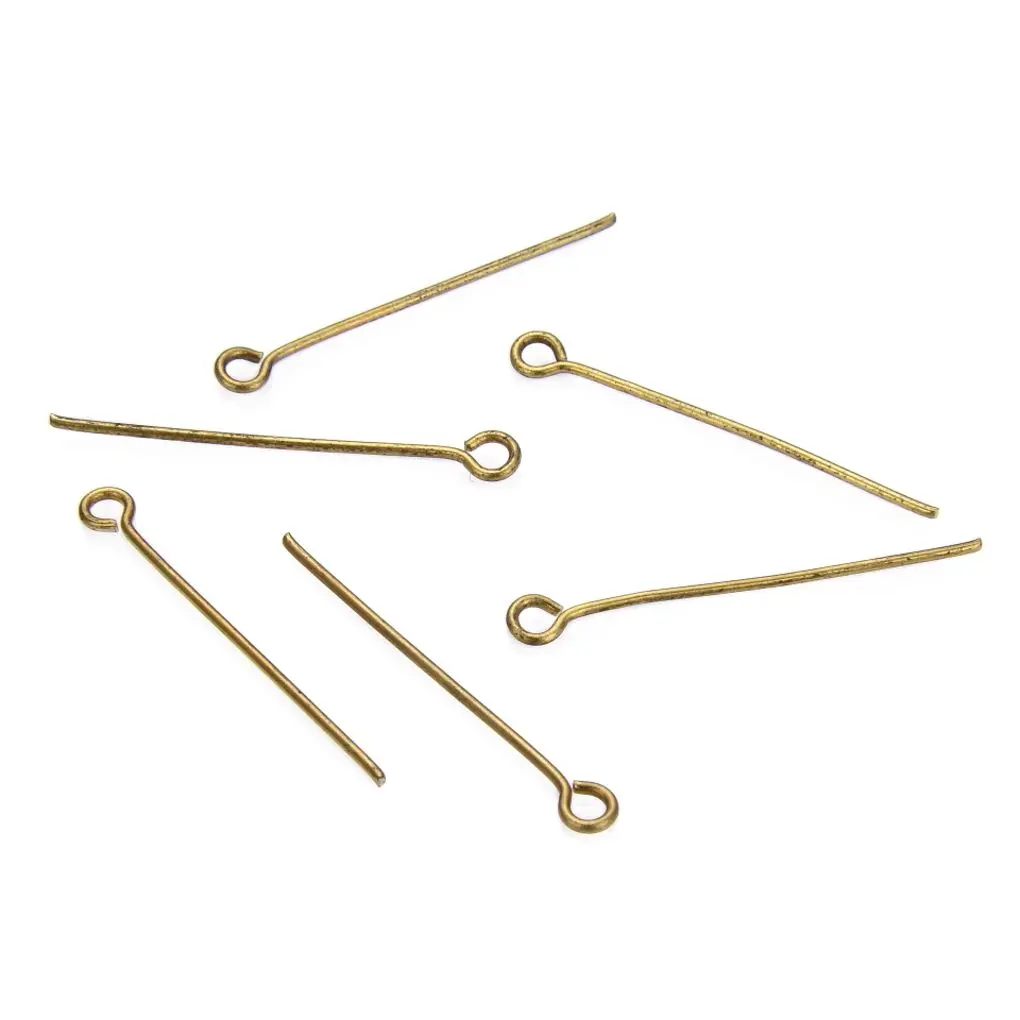200pcs Raw Brass Eye Pins, Unplated/Uncoated, 0.8mm/20 Gauge, Size Selections: 22/26/30/35/40/50mm