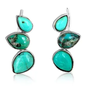 Turquoise and Silver Ear Climbers