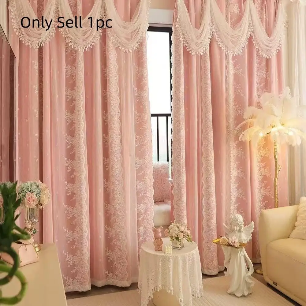 1 count Luxury Korean Style Floral Blackout Window Cover Curtains, Blackout Covers, Elegant Drapes for Living Room & Bedroom, Home Decoration Curtain, Perfect Home Decor Accessories
