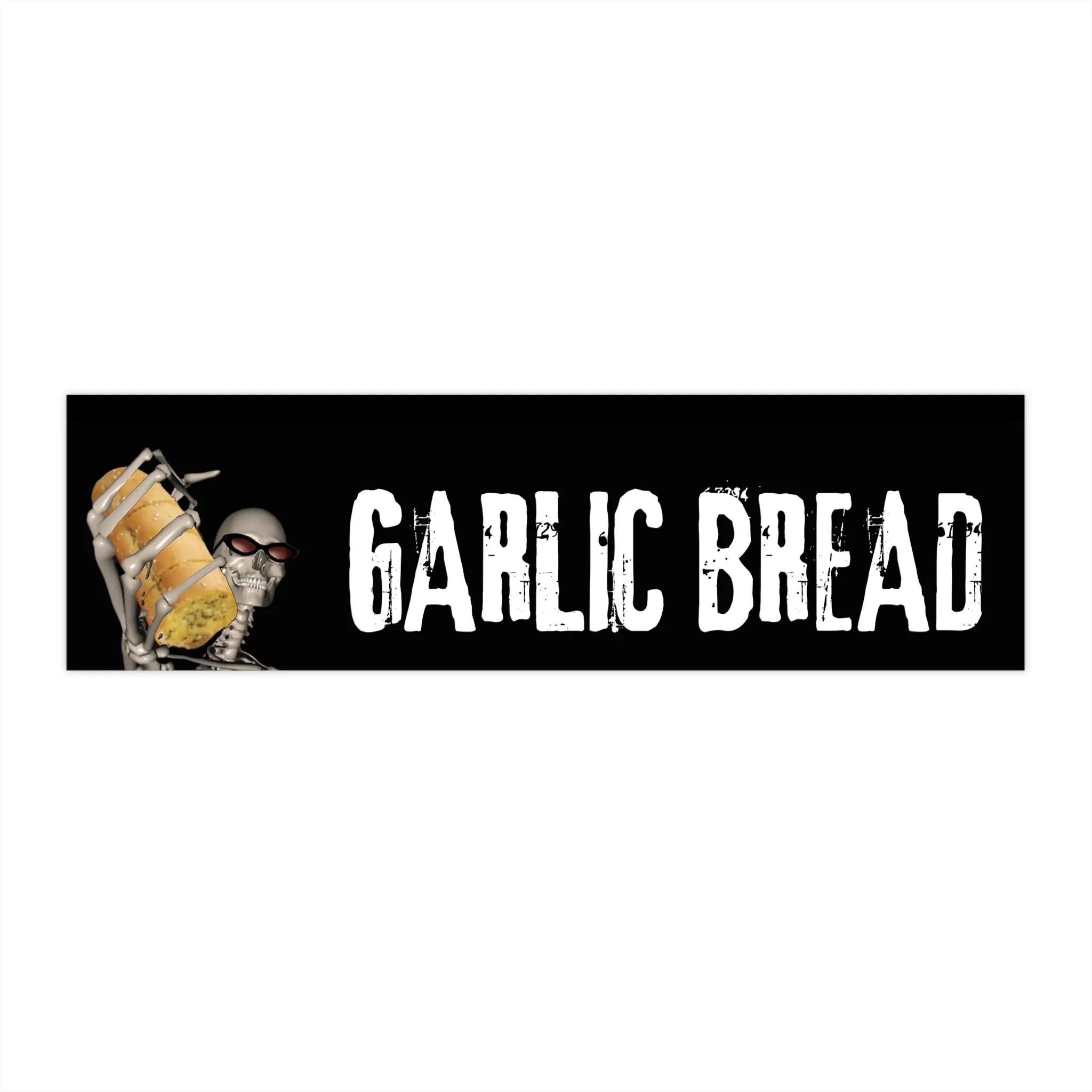 Skeleton Garlic Bread Bumper Stickers, Funny Meme Car Decal, Cool Halloween Vinyl Decal, Spooky Laptop Sticker, Unique Water Bottle Sticker