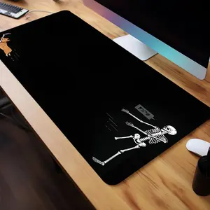Skeleton & Dog Pattern Mouse Pad, 1 Count Rectangle Gaming Mouse Pad, Non-slip Rubber Base Stitched Edge Desk Pad for Desk Laptop Desktop, Gaming Mousepad, Gaming Accessory