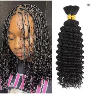 GK Human Braiding Hair for Boho Braids 120g Jet Black Deep Wave Bohemian Hair for Braiding, Boho Braids Bulk Human Hair Knotless, Boho Locs, Boho Twist, Gypsy, Goddess, Curly, Micro, No Weft 1 Bundles