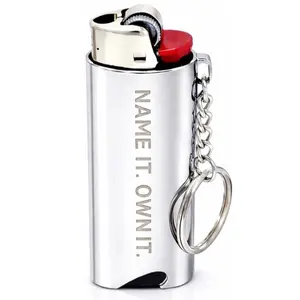 Personalized Lighter Case with Keychain & Bottle Opener Fits BIC Standard Size J6 Only Custom Engraved Metal Lighter Cover for Everyday Carry