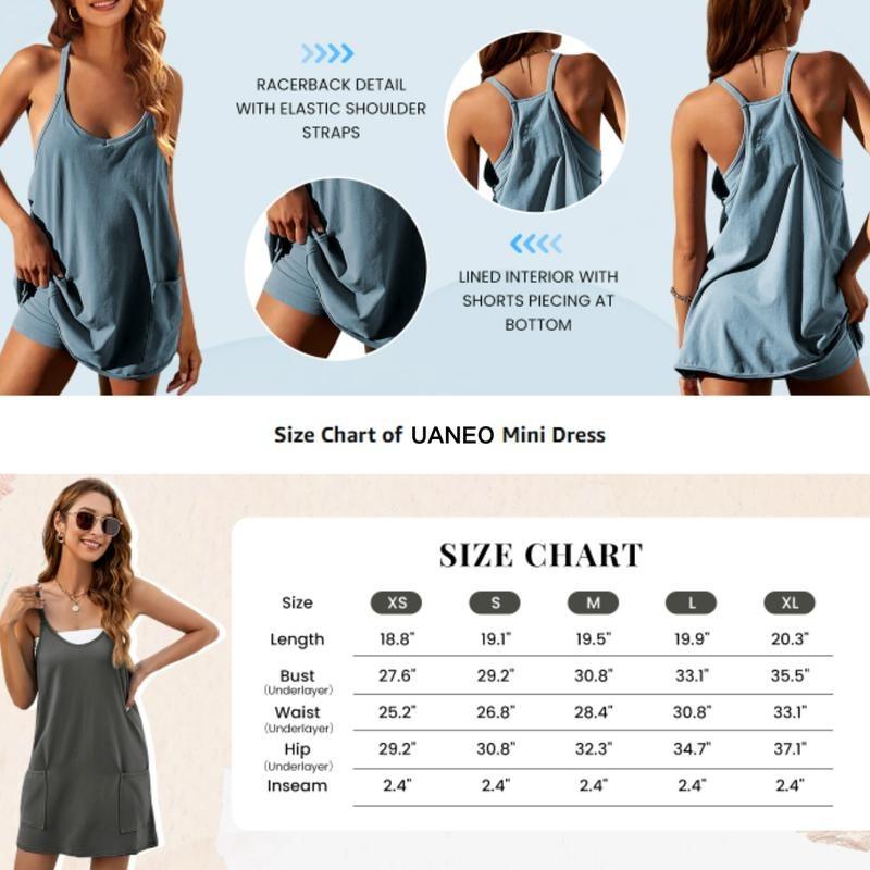 WoodBerry Women's Summer Sleeveless Mini Dress with Built-in Shorts V Neck Spaghetti Strap Athletic Sundress Short Spring Tennis Dress with Pockets WoodBerry Women's Summer Sleeveless Mini Dress with Built-in Shorts V Neck Spaghetti Strap Athletic Sundress Short Spring Tennis Dress with Pockets