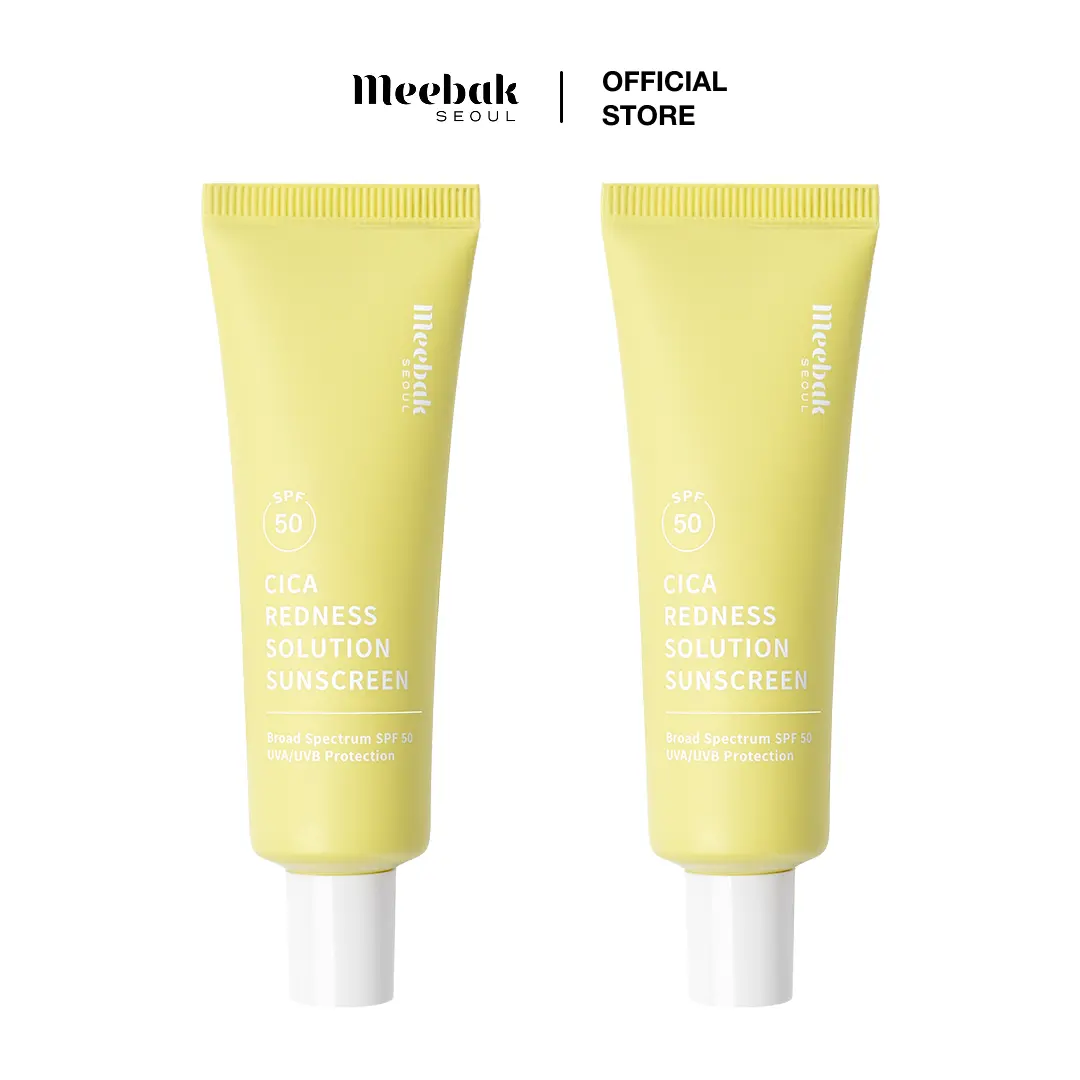 Meebak 2-Pack Cica Redness Color Corrector with SPF 50 Broad Spectrum UVA/UVB Protection for Sensitive Skin