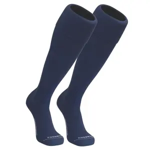 PEAR SOX Euro Solid Knee High Soccer Socks with Arch and Ankle Support (Navy Blue)