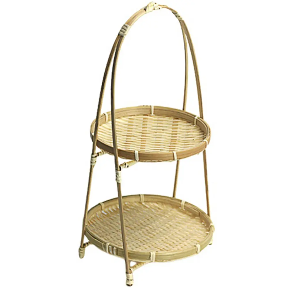 Handmade Traditional Eco-Friendly Rattan Bamboo-Woven Wood Basket Set (39x19cm) - Motorcycle Handlebar Accessory, Durable Household Kitchen Fruit Organizer