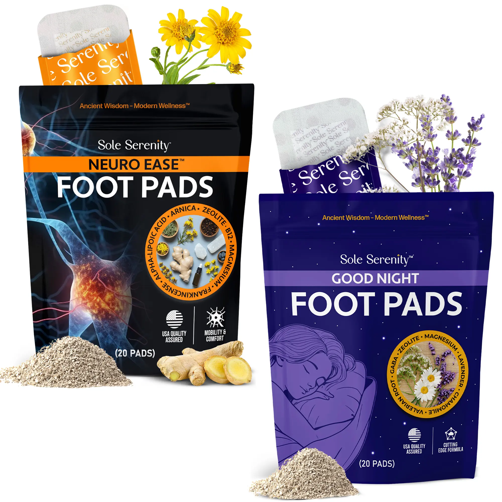 Sole Serenity Neuro Ease + Good Night Sleep Detox Foot Pads - 2