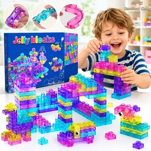 Soft Jelly Building Blocks Set 40 Count, Multicolor Stretchy Building Toys for 3+ Year Old Kids | Non-Toxic Squeezable Soft Building Blocks, Montessori STEM Sensory Early Learning DIY Educational Toy, Ouch-Free Stackable Creative Birthday Gift