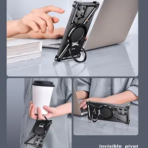 for Samsung Galaxy S25 S24 S23 S22 Ultra S21 S21+ A72 A52 Phone Case Drop Protection Metal +Silicone Triple Protection Aluminum Alloy Black And Red S25