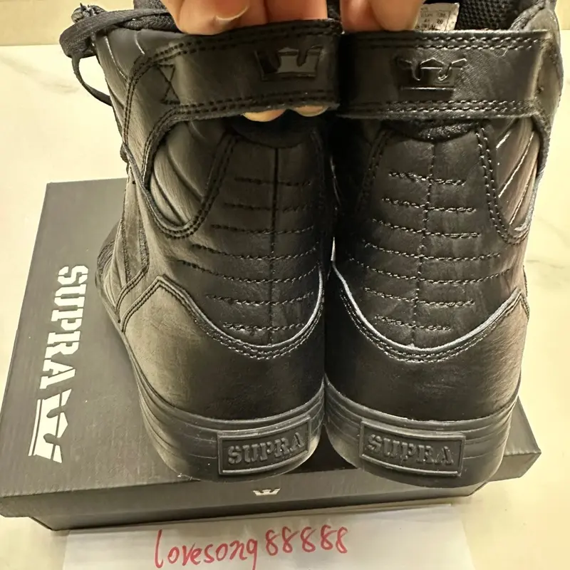 Supra Skytop HF All-Black Red Sole Cowhide Sneakers High-Top