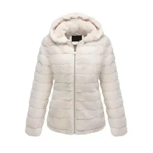 Women Faux Fur Coat Fleece Fuzzy Hood Fluffy Shaggy Shearling Sherpa-Lined Jacket 1801 Beige L shamar  fur  coat Can be used with raincoat