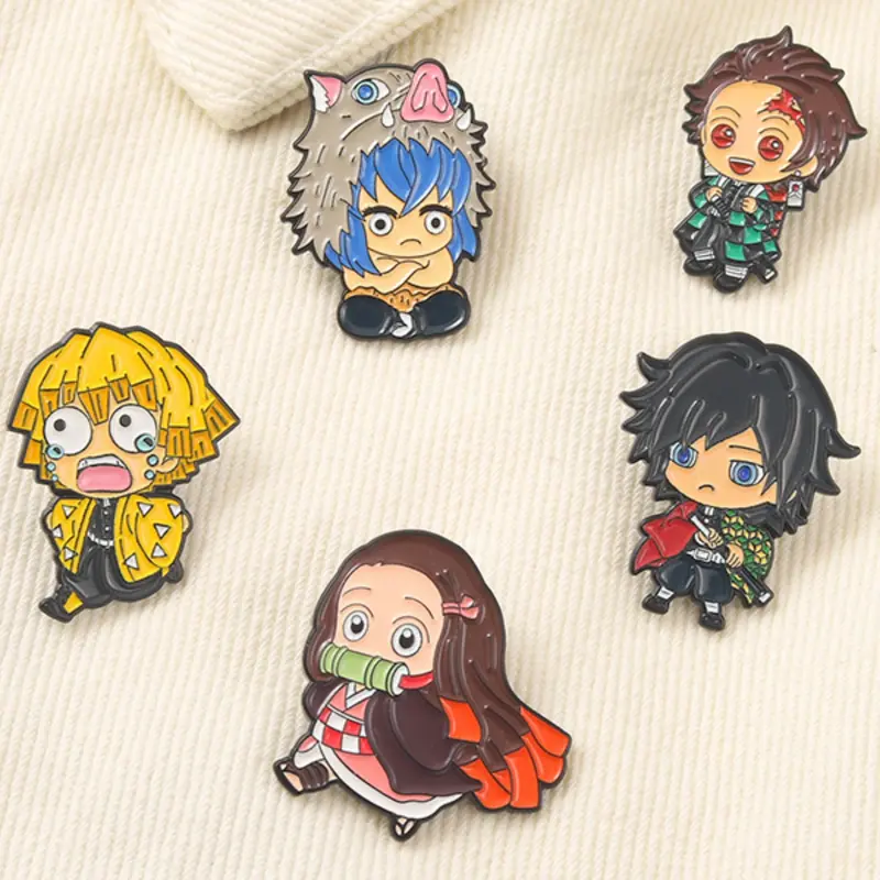 5-Piece Japanese Anime Alloy Enamel Pin Set Demon Slayer: Kimetsu No Yaiba Kamado Tanjirou Badge, Versatile Clothing Backpack Lapel Brooch Pins Drop Set Pins Jewelry Accessory Gift for Friends