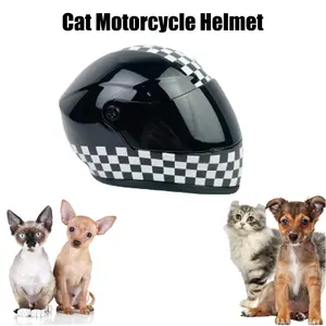 Mini Cat Motorcycle Helmet with Buckle, Pet Motorcycle Helmet Hat, Full Face Racing Style Helmet for Head Circumference Less Than 30cm Cat Hat Motorcycle Cap Helmet, PVC Material, Pet Accessories