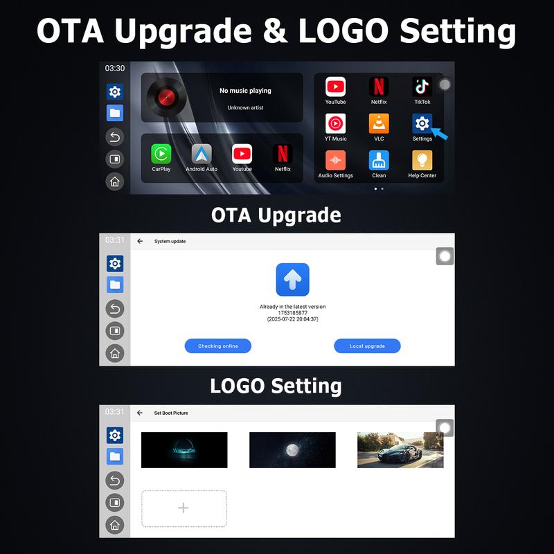 10.26 inch Carplay Screen for car with Netflix YouTube and Backup Camera for iPhone Android Auto Upgraded Wireless AI Video Entertainment BOX Built in Apps Voice Control GPS for iOS 10+ Android 11+