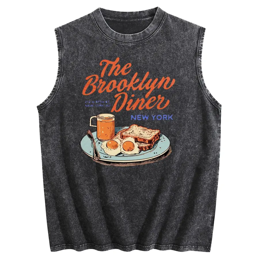 Oversized Sleeveless Cotton Musculosa Chaleco Tank Top For Women Acid Wash Vintage Distressed Texture Retro Casual Streetwear Soft Breathable Fabric Suitable For Daily Commute, Leisure Trips And Light Workout Summer Everyday Fashion Outfit