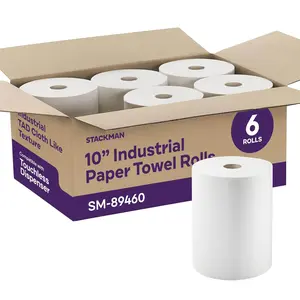 Industrial paper towels 10 x 800 white roll towels high capacity premium quality tad fabric cloth like texture fits touchless automatic commercial towel dispenser packed 6 rolls