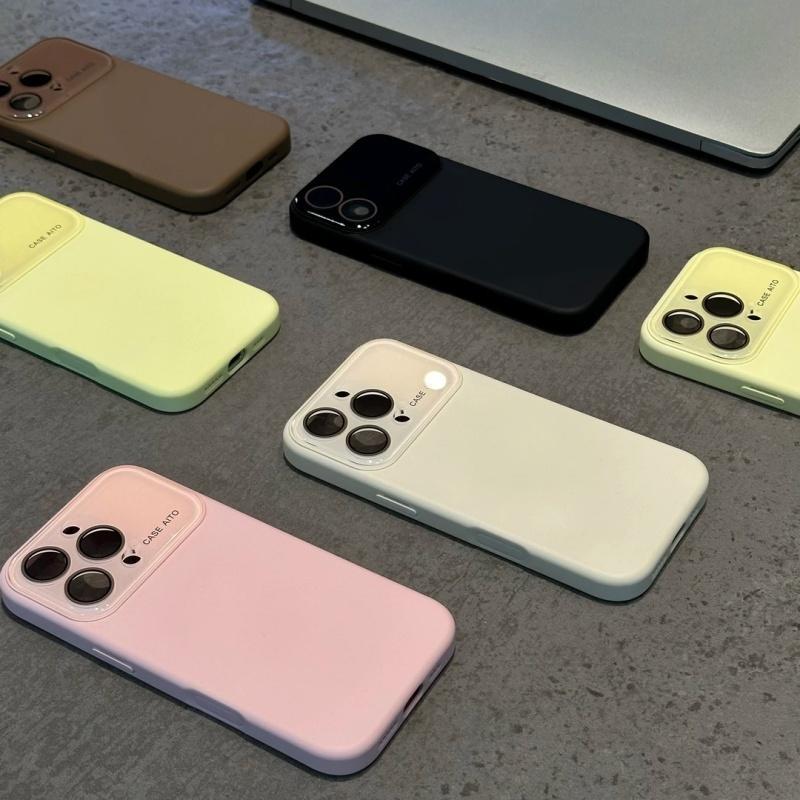 Simple solid color for iPhone 17/16/15/14/13 ProMax Pro Ari couple phone case Comes with a built-in lens protector 995