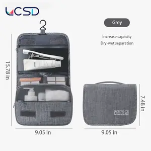 LCSD Large Capacity Makeup Bag with Handle Portable Cosmetic Storage Travel Toiletry Bag for Home & Travel Durable Material Grey