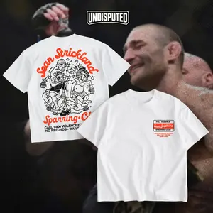 UNDISPUTED Sean Strickland Sparring Club Double Sides Heavy Cotton Unisex T-shirt UFC Shirt Fan Apparel Casual Street Style Direct-to-garment Printing