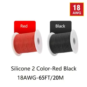 Flexible Silicone Wire 18awg 20m/65ft, &, Tinned Copper Core, High Temperature Resistant, Ideal for LED Lighting