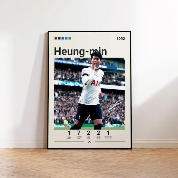 Heung-Min Son Poster, Tottenham Print, Heung-Min Fan Gift, Soccer Gifts, Football Player Poster, Soccer Wall Art, Sports Bedroom Print #4697