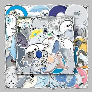 Sea Animal Series Sticker, 50pcs/set Waterproof Self Adhesive Decor Paper, Decor Sticker for Gift Greeting Card Water Bottle Laptop Phone