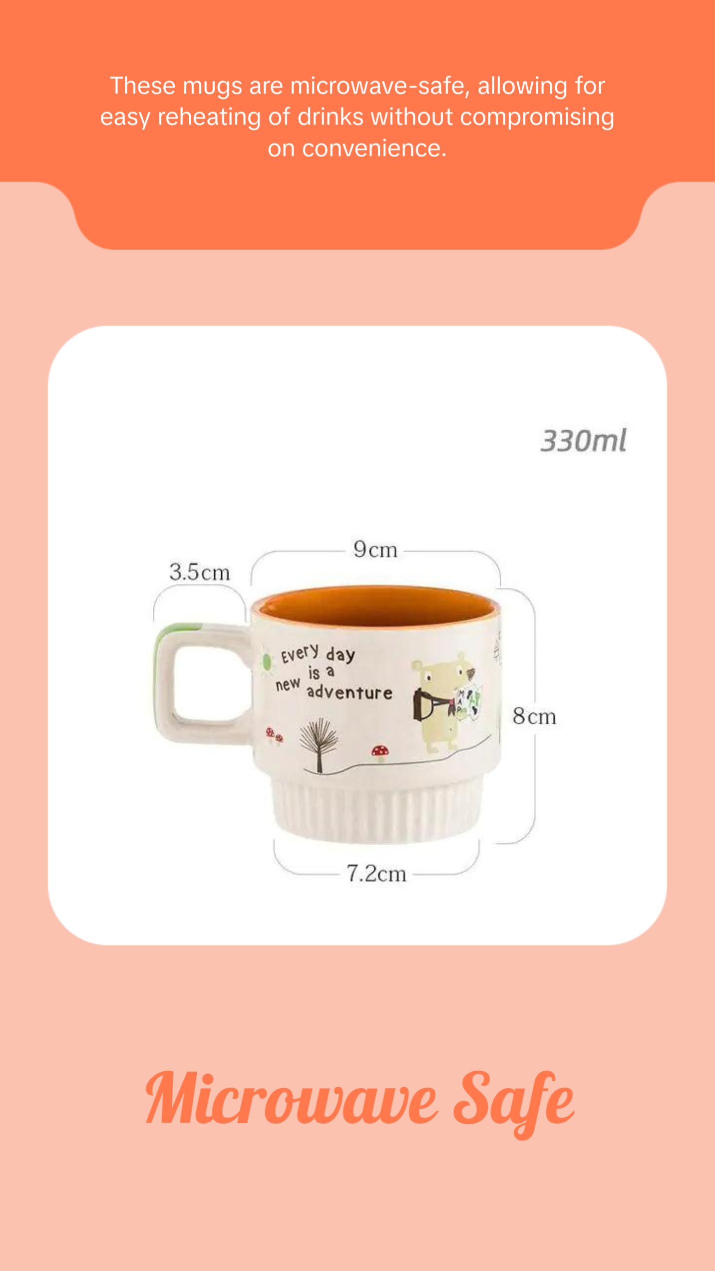 Boho Ceramic Mug Set – Vintage Aesthetic Coffee & Tea Cups (Stackable, Hand-Painted, 330ml