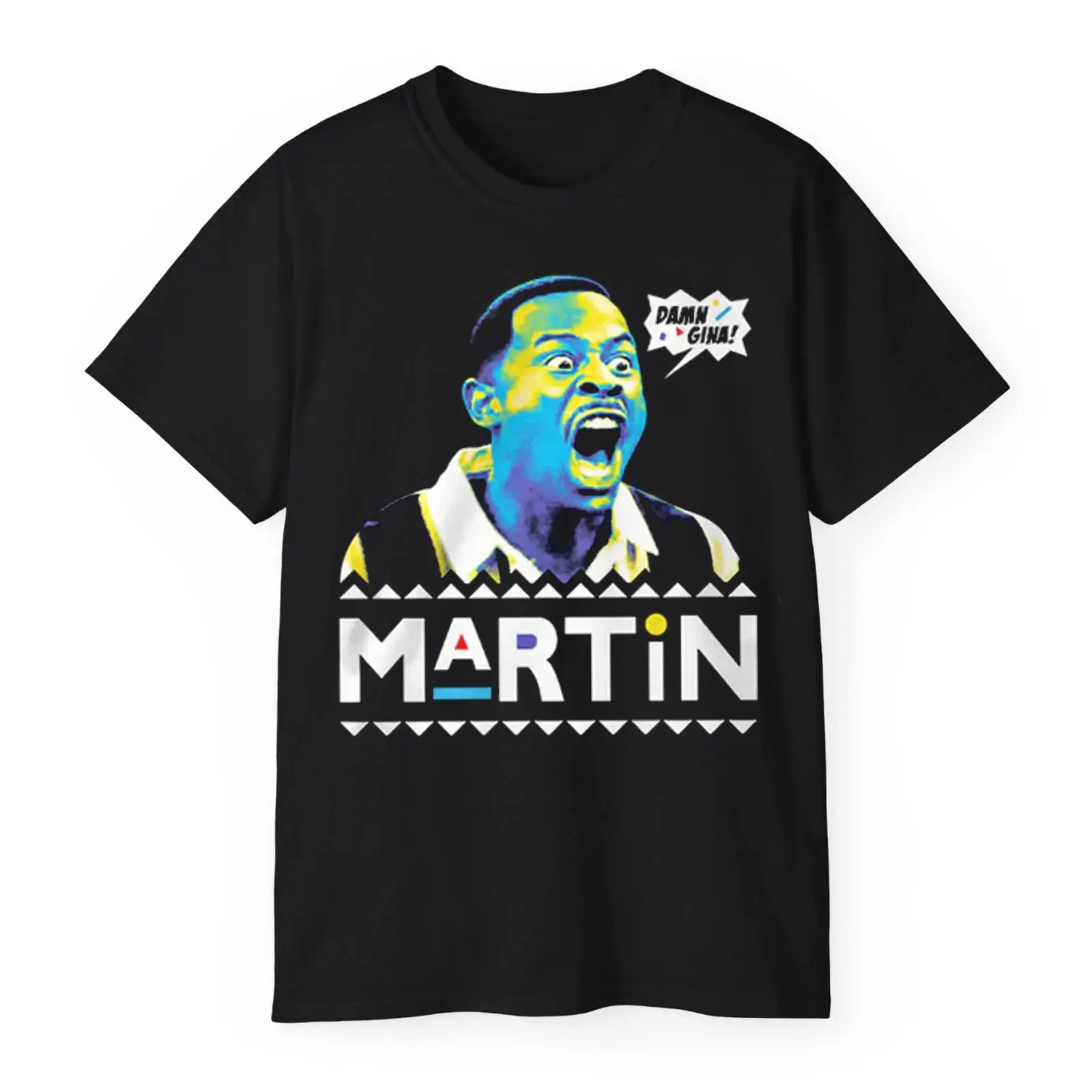 Martin Lawrence Damn Gina Retro Pop Art Graphic T-Shirt – Retro Movie Fan Tee Vintage Style