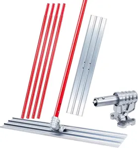 Concrete Screed Tool - 48 Inch Stainless Steel Concrete Scraper with 120Cm Detachable Handrail & Adjustable Angle Bracket for Highway, Roof Smoothing & Construction Site Concrete Leveling