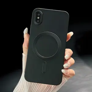 Luxury Magnetic Wireless Charge Phone Case For iPhone X XS XR XS Max 7 8 SE2 SE3 7Plus 8Plus Soft Magnetic Matte Bumper Lens Protection Cover Shockproof Phone Cover