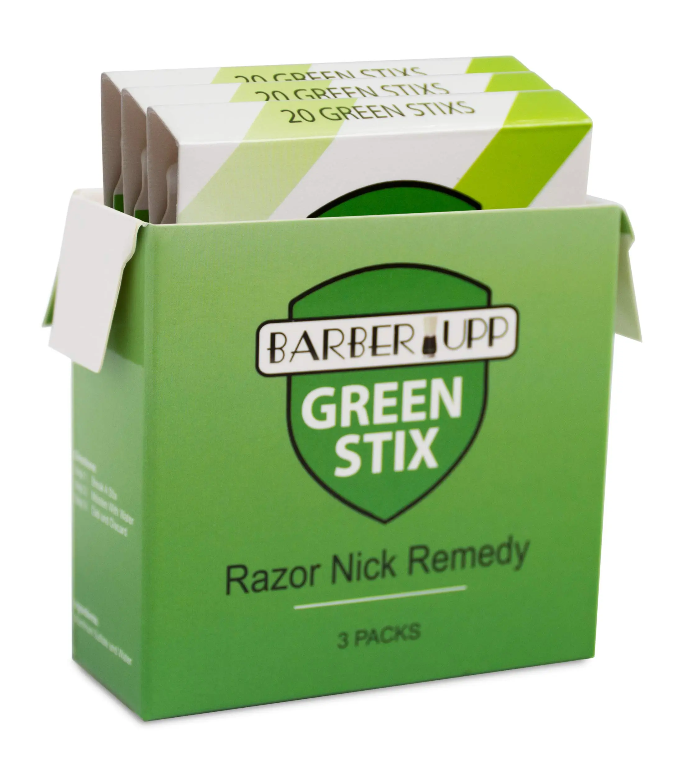 Styptic Stick Shave Accessories (Green Stix, 3 Pack) Stops Bleeding Fast from Razor Nicks & Shaving Cuts - Styptic Matches for Men & Women - Nick Relief Stick - Sanitary Stop Bleeding Products