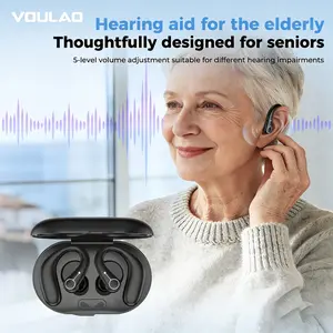 VOULAO Hearing aid wireless earbuds, in-ear Bluetooth headphones, in-ear hearing aids, hearing amplifiers suitable for elderly and adults with hearing impairment, with digital display charging case, compatible with iOS/Android.