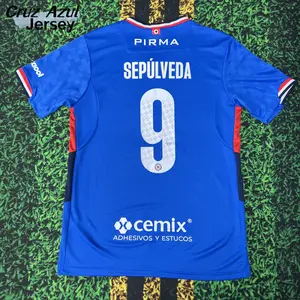2526 Mexico League  Cruz Azul Home Blue Sepulveda 9 Away Short Sleeve Top Football Jerseys LIGAMX Fan Edition