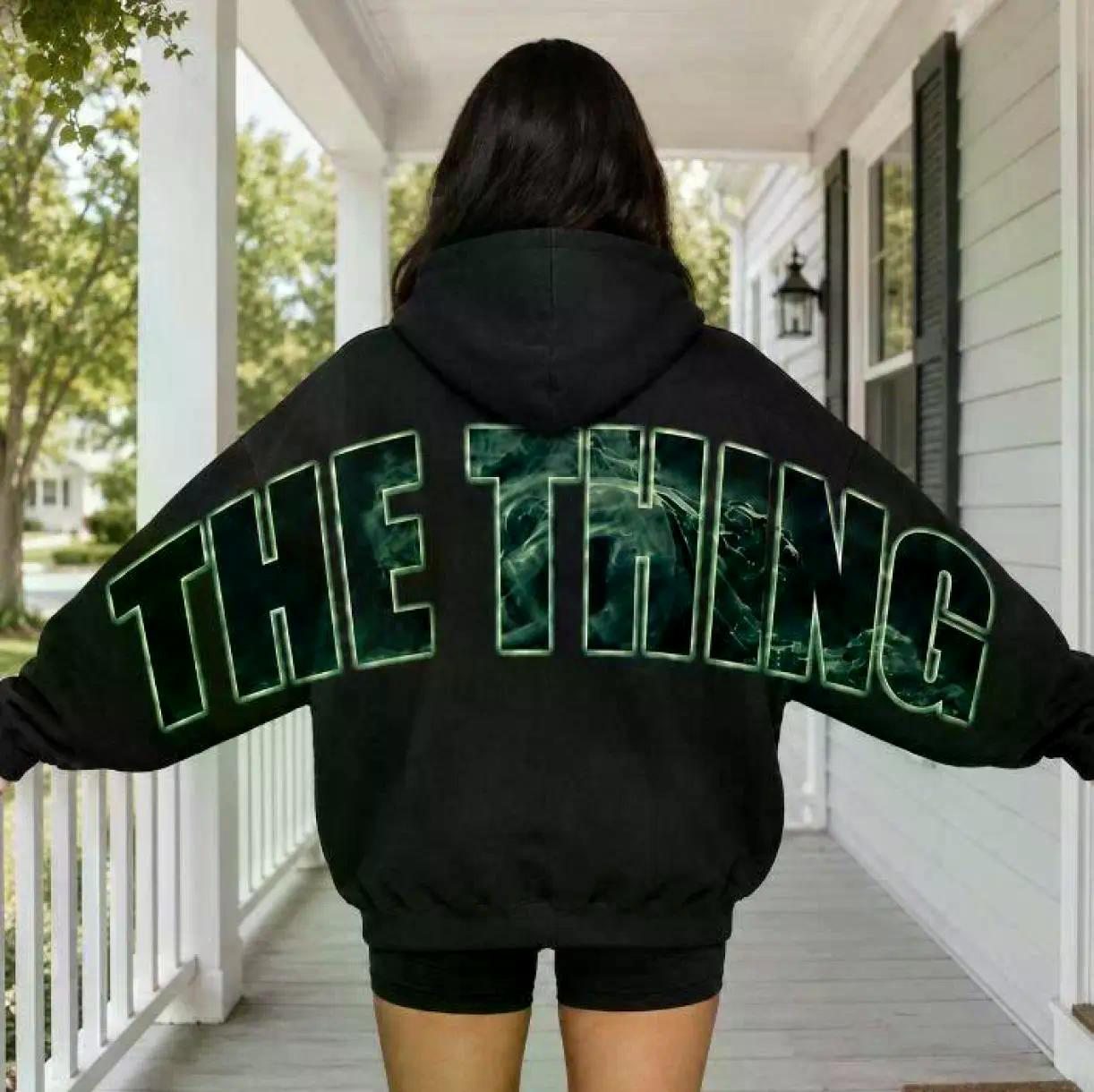 The Thing Movie Shoulder-to-Shoulder Back Lettering Sweatshirt Hoodie, Horror Movie Hoodie, Halloween Sweatshirt, Horror Fan Gift