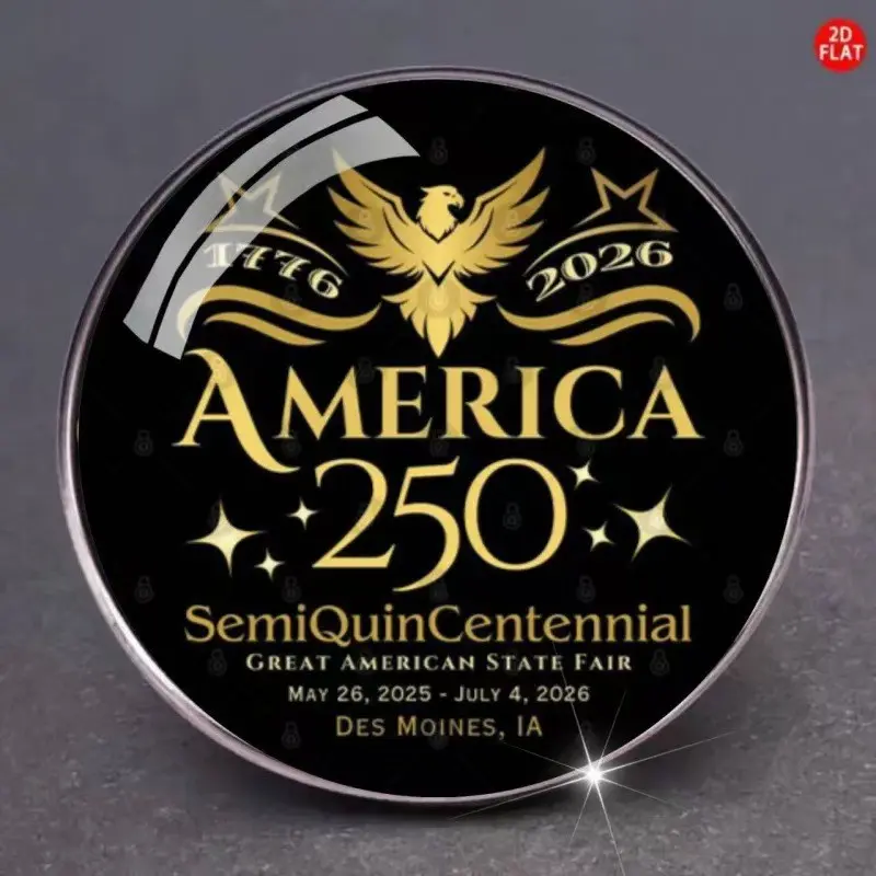 10Pcs Vintage Flat Convex Round Glass Stainless Steel Brooch - 250th Anniversary of the American Independence Day Brooch Pendant