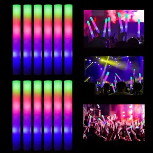 Glow Sticks Bulk, 52 Pcs LED Foam Sticks Light Up Batons Favors with 3 Modes Colorful Flashing, Glow in the Dark Supplies for Wedding Birthday Concert Halloween Christmas