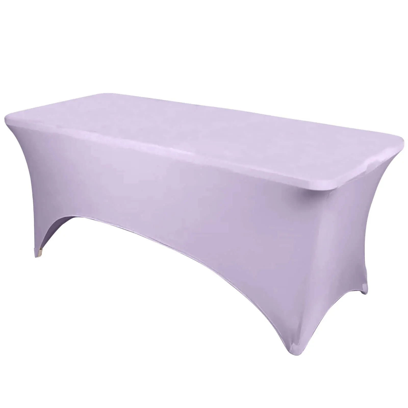 6ft Rectangle Stretch Spandex Tablecloth, Lavender Lilac Durable Form-Fitting Cover for Dining Table