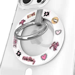 Velvet Caviar Keith Haring Pastel MagSafe Grip Ring – Magnetic Phone Stand & Grip with Strong 1,600g Magnet for iPhone & Cases