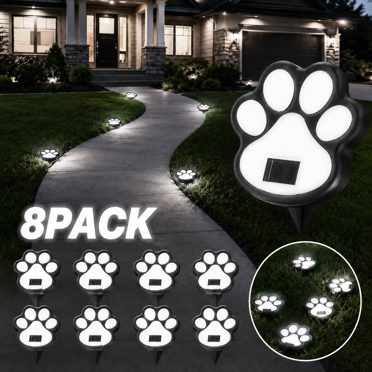 Solar LED Pathway Lights - Led Solar Lamps with Auto Dusk-On, Dusk-to-Dawn Sensor, Automatic On/Off, No Wiring, Pet-Friendly Decor, In-Ground Stake Mount, Durable Design, Eco-Friendly, Decking & Patio Lighting, 7-Day No-Reason Returns