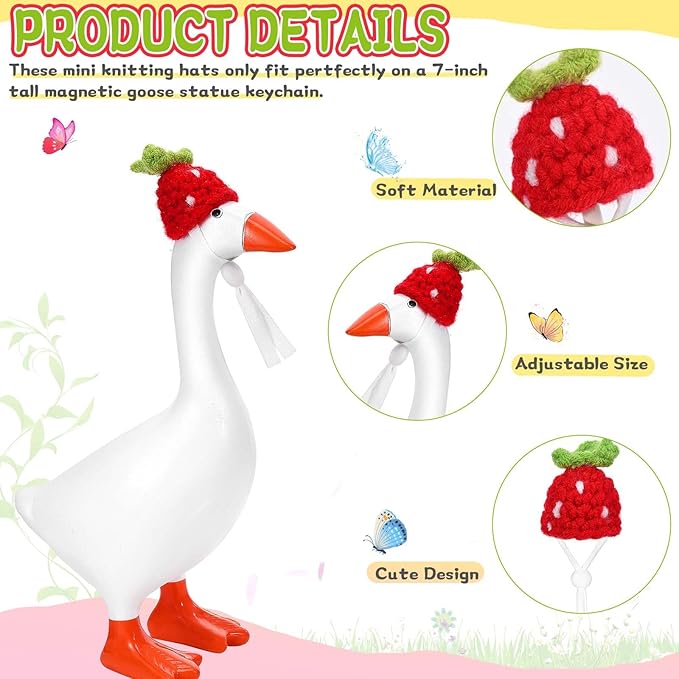 14 Pcs Desk Goose Toy Hats 7 Inch Desk Goose Mini Knitting Hats with Adjustable Strap for Magnetic Goose Key Holder Cute Desk Goose Clothes Home Decor Perfect Housewarming Gift