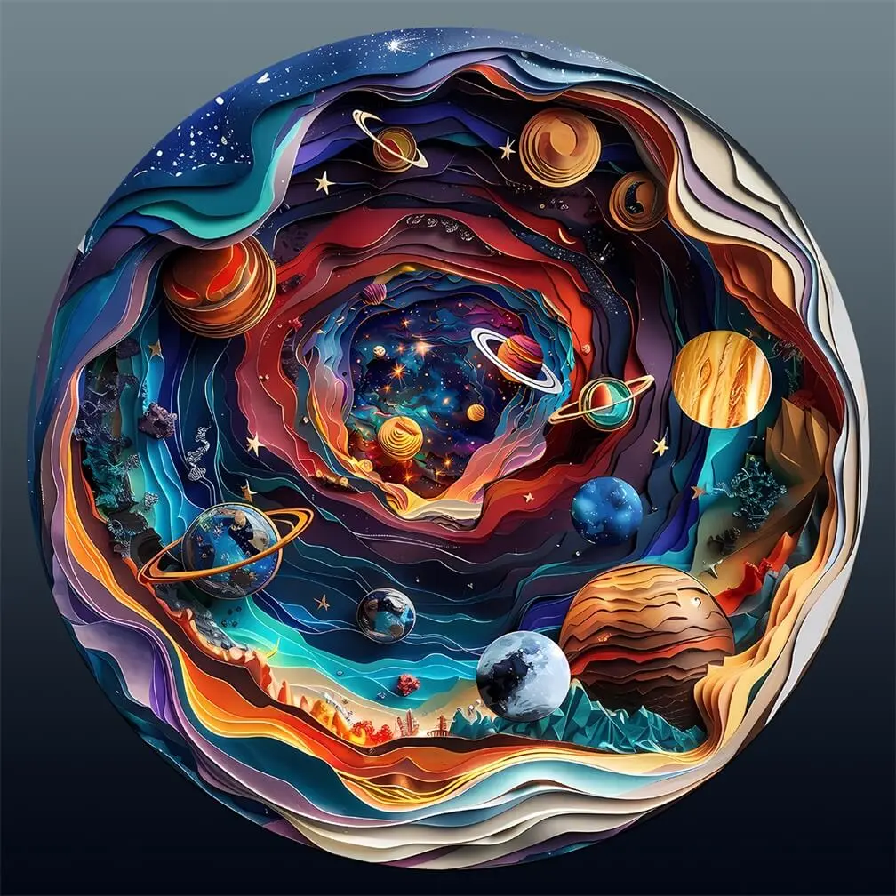 Universe Wooden Jigsaw Puzzle for Adults and Kids Unique Shape Animal Wood Puzzles Challenging Puzzle, Family Game Creative Gifts，Laser-Cut Durable HDF Wood Puzzle Galaxy