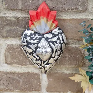 Medium Wooden Sacred Heart with Milagritos