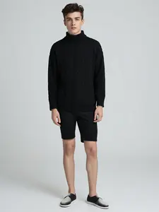 Men's Autumn Winter High Neck Sweater, Casual Round Neck Long Sleeve Knitwear, Fitted Warm Pullover for Daily Wear