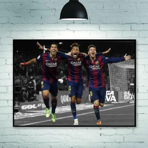 Lionel Messi Poster Print UNFRAMED, Luis Suárez Poster, Neymar Jr Poster, Football Poster, room decoration Home Decoration Poster Print No Frameless