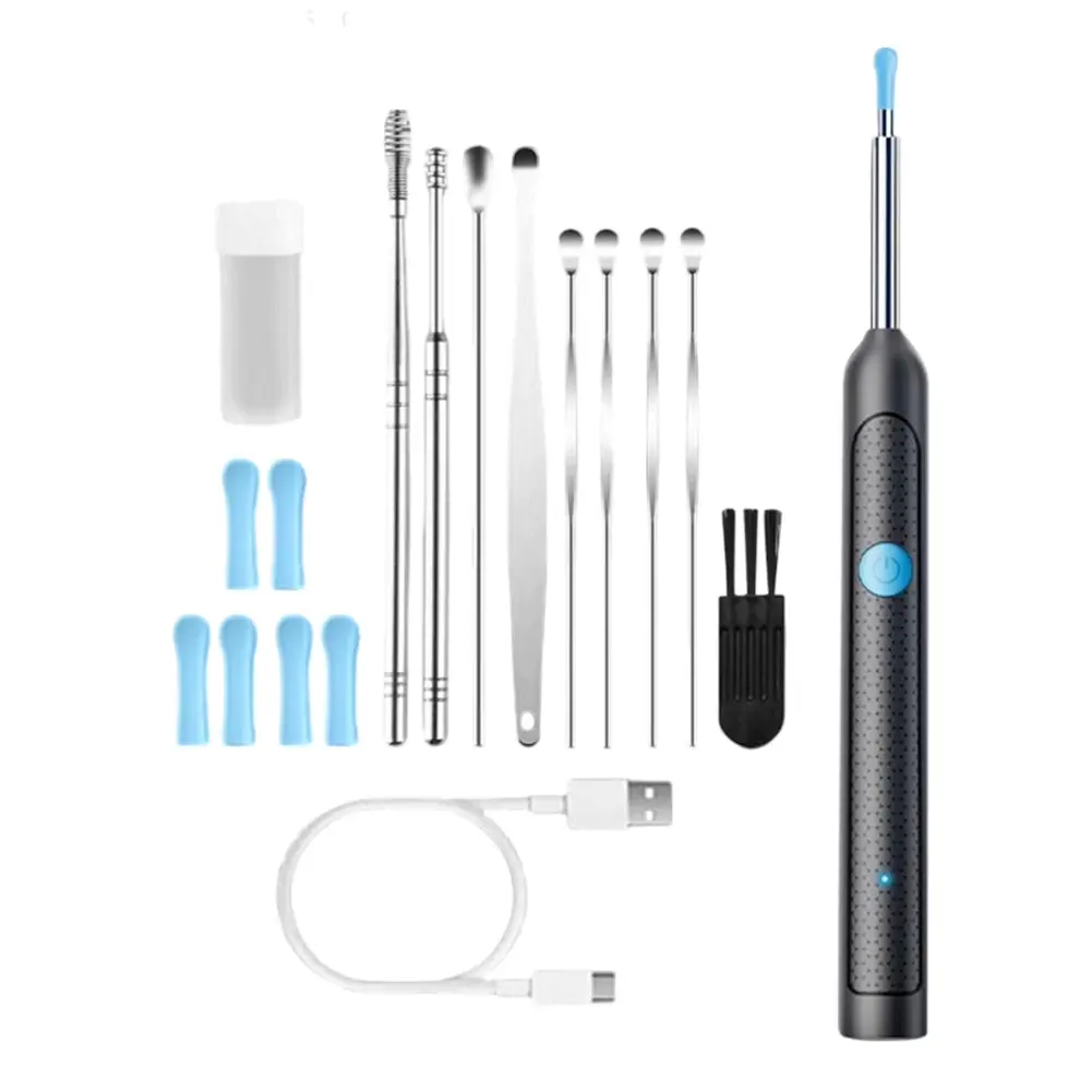 1080P HD Ear Wax Removal Tool with Camera, 6 Ear Spoon Set, Rechargeable USB/Battery Dual Power, tar Cleaning Device for Safe Ear Care Waterproof Ear Cleaning Tool Ear Wax Removal Kit  Ear Scoop with Camera Cleaner Camera Kit Wireless Visual Ear Cleaner