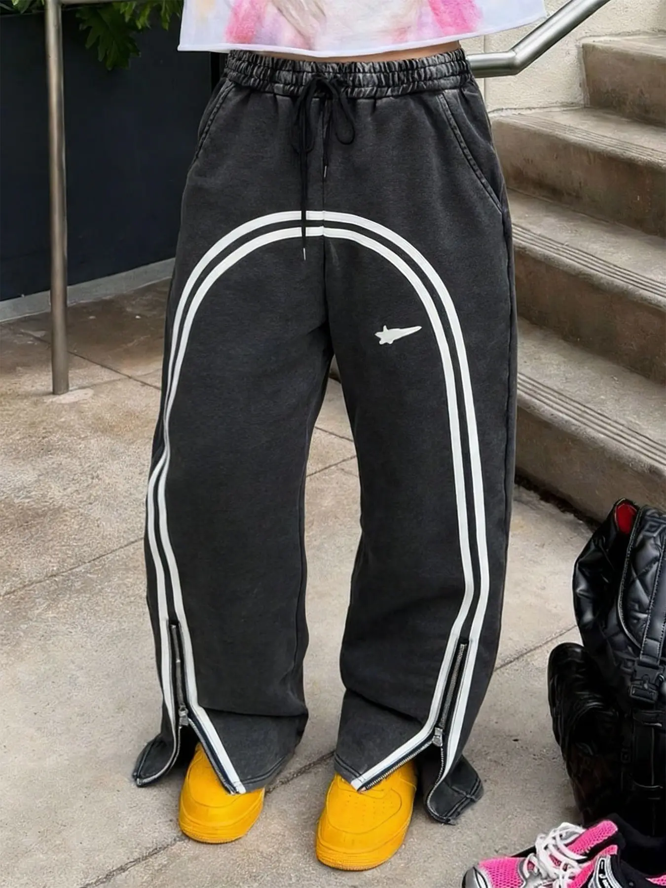 Men's Gothic Style Sweatpants, Unique Star Print, Heavy Cotton Fabric, Unisex, All Seasons, Street Running Pants
