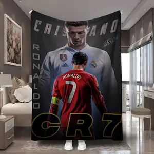 1Pc Ronaldo CR7 Legend Ronaldo CR7 Legend graphic printed flannel Throw Blanket - Polyester 100% Soft sofas, chairs and sofa covers Large size living room, bedroom, picnic decoration multipurpose blanket Unique and perfect gift Figure Print Blanket