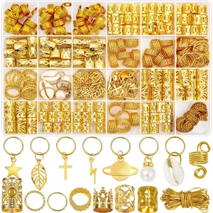 280‑Piece Hair Jewelry Set for Braids & Dreadlocks Gold Jewelry Hair Accessories Cuffs, Clips, Beads & Rings for Box Braids, Dreads,  Hair Decor